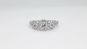 Adamante 1-1/4 ct. tw. Lab-Grown 3-Stone Round Diamond Halo Ring in 14K White Gold side profile
