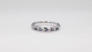Yogo Sapphire & 1/5 ct. tw. Diamond Channel Set Ring in 10K White Gold close-up detail