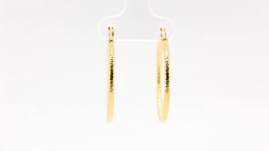 2x30mm Textured Hoop Earrings in 14K Yellow Gold front view