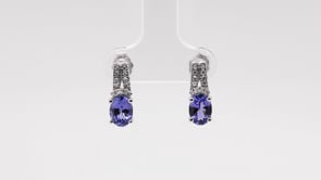 Oval Tanzanite & 1/8 ct. tw. Diamond Earrings in 10K White Gold front view