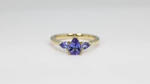 Pear Tanzanite 3-Stone Ring in 10K Yellow Gold side profile