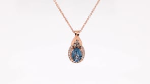 Le Vian Chocolatier Oval Deep Sea Blue Topaz & 1/7 ct. tw. Chocolate & Vanilla Diamond Pendant in 14K close-up detail