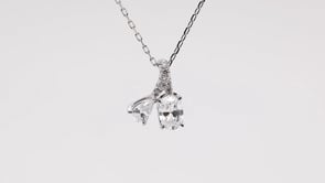 Adamante 1 ct. tw. Lab-Grown Pear & Oval Diamond Pendant in 10K White Gold close-up detail