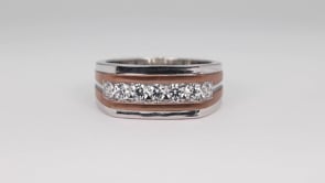 1/2 ct. tw. Men's Round Diamond Channel Set Wedding Band in 10K White & Pink Gold full view