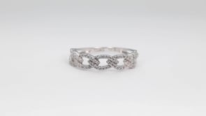 Perfect Match Diamond Accent Marquise Link Stackable Anniversary Ring in 10K White Gold angled view