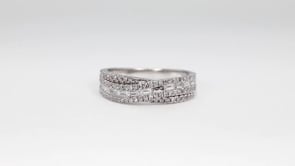 Perfect Match 5/8 ct. tw. Round & Baguette Diamond Multirow Anniversary Ring in 10K White Gold full view