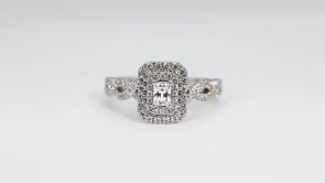 True Promise 1/2 ct. tw. Emerald Cut Diamond Double Halo Engagement Ring with Twist Shank in 10K White Gold side profile