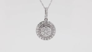 Fairytale Diamonds 1 ct. tw. Round Diamond Cluster Halo Pendant in 10K White Gold close-up detail