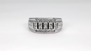 Adamante 1 ct. tw. Men's Lab-Grown Diamond Multirow Ring in 10K White Gold side profile