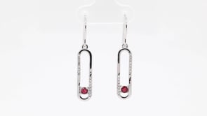 Round Ruby & 1/7 ct. tw. Diamond Dangle Earrings in Sterling Silver front view