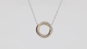 Rope Swirl Circle Necklace in Sterling Silver & 10K Yellow Gold front view