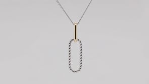 Rope Paperclip Pendant in Sterling Silver & 10K Yellow Gold front view