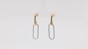 Rope Paperclip Drop Earrings in Sterling Silver & 10K Yellow Gold front view