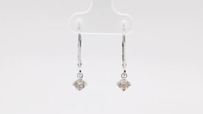 1 ct. tw. Cushion Diamond Drop Solitaire Earrings in 14K White Gold front view