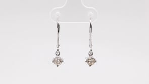 7/8 ct. tw. Cushion Diamond Drop Solitaire Earrings in 14K White Gold front view