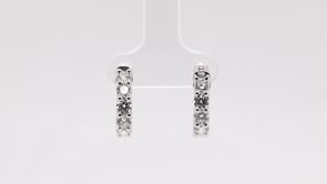 1-1/2 ct. tw. Round 5-Stone Diamond Huggie Hoop Earrings in 14K White Gold front view