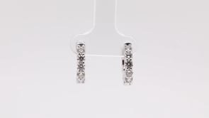 1 ct. tw. Round 5-Stone Diamond Huggie Hoop Earrings in 14K White Gold front view