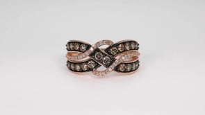 Mocha Collection 1 ct. tw. Round Mocha & White Diamond Crossover Ring with Black Rhodium Plated Accents in 10K side profile