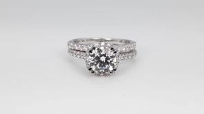 Adamante 2-7/8 ct. tw. Lab-Grown Round Brilliant Diamond Halo Wedding Set in 14K White Gold angled view