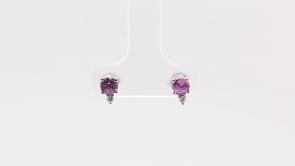 Round Pink Sapphire & Diamond Accent Stud Earrings in 14K White Gold front view