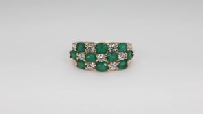 Oval Emerald & 1/2 ct. tw. Diamond Multirow Ring in 14K Yellow Gold side profile