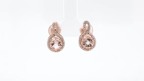 Round Morganite & 1/4 ct. tw. Diamond Halo Twist Earrings in 14K Pink Gold front view