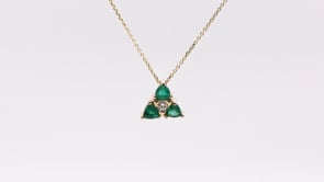 Trillion Emerald & Diamond Accent Triangle Pendant in 14K Yellow Gold front view