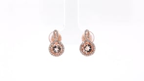 Round Morganite & 1/4 ct. tw. Diamond Halo Twist Earrings in 14K Pink Gold front view (2)