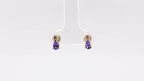Pear Tanzanite & Diamond Accent Earrings in 14K Yellow Gold front view