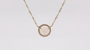 Round Opal & 1/5 ct. tw. Diamond Halo Necklace in 14K Yellow Gold front view