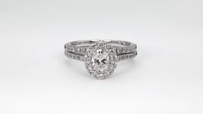 Natural 2 ct. tw. Oval Diamond Halo Wedding Set in 14K White Gold full view
