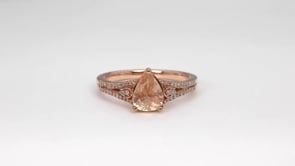 American Colors Pear Sunstone & 1/8 ct. tw. Diamond Split Shank Ring in 10K Pink Gold full view