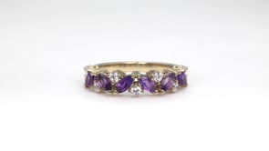 Marquise Amethyst & 3/8 ct. tw. Diamond Ring in 10K Yellow Gold full view