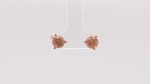 American Colors 6mm Round Sunstone Solitaire Earrings in 10K Pink Gold close-up detail