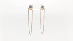 1/3 ct. tw. Diamond Cluster Earrings with Chain Drop in 14K Yellow Gold front view