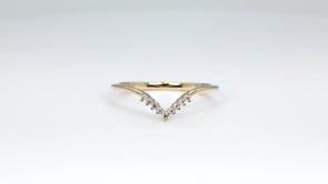 Diamond Accent Contour Chevron Stackable Anniversary Ring in 14K Yellow Gold close-up detail