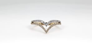 1/4 ct. tw. Diamond Double Chevron Anniversary Ring in 14K Yellow & White Gold close-up detail