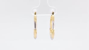 Two-Tone Tapered Hoop Earrings in 10K Yellow & White Gold front view