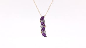 Marquise Amethyst & 1/4 ct. tw. Diamond Pendant in 10K Yellow Gold front view