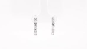 Adamante 1-3/8 ct. tw. Lab-Grown Round & Emerald Cut Diamond Hoop Earrings in 14K White Gold front view
