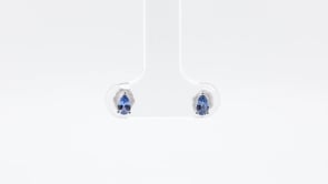 Pear Yogo Sapphire Earrings in 10K White Gold close-up detail