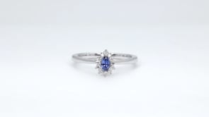 Pear Yogo Sapphire & 1/10 ct. tw. Diamond Halo Ring in 10K White Gold close-up detail