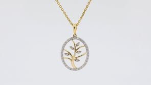 1/10 ct. tw. Diamond Family Tree Pendant in 10K Yellow Gold close-up detail