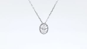 Adamante 1-1/10 ct. tw. Lab-Grown Oval Diamond Halo Pendant in 14K White Gold close-up detail