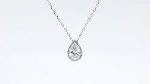 Adamante 1-1/10 ct. tw. Lab-Grown Pear Diamond Halo Pendant in 14K White Gold close-up detail