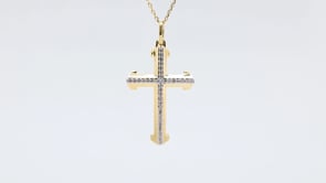 1/5 ct. tw. Diamond Cross Pendant in 10K Yellow Gold close-up detail