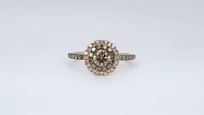 Le Vian 1 ct. tw. Round Chocolate & Nude Diamond Double Halo Ring in 14K Strawberry Gold side profile