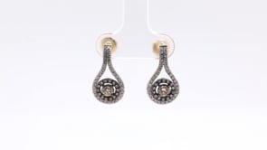 Mocha Collection 9/10 ct. tw. Mocha Diamond Double Halo Drop Earrings in 10K Yellow Gold front view