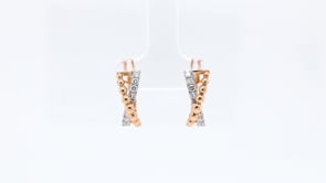 1/2 ct. tw. Diamond Crossover Hoop Earrings in 14K Pink & White Gold front view