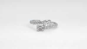 Adamante 1 ct. tw. Lab-Grown Oval & Emerald Cut Diamond Toi et Moi Bypass Ring in 14K White Gold full view